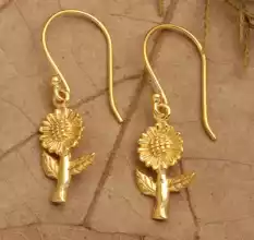 Flower Shape dangle earring, Brass with 22k gold plated, Wholesale jewelry